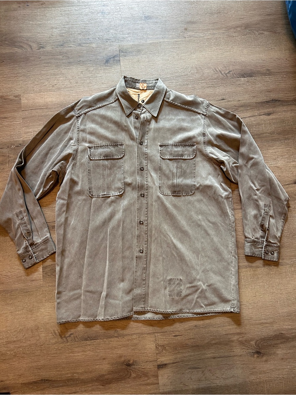 Boulevard Tailor Spy & Spy Work Shirt Mens Size L Gray Button-Up 2 Pocket